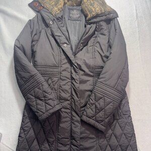 Prana Women's M Arden Puffer Parka Coat Black Full Zip Pockets Lined Quilted